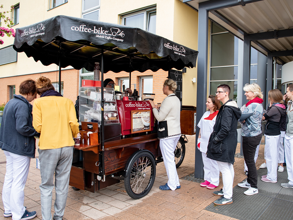 Zwei Coffeebikes sorgten für hellwache Mitarbeiter vom Morgen bis zum Nachmittag